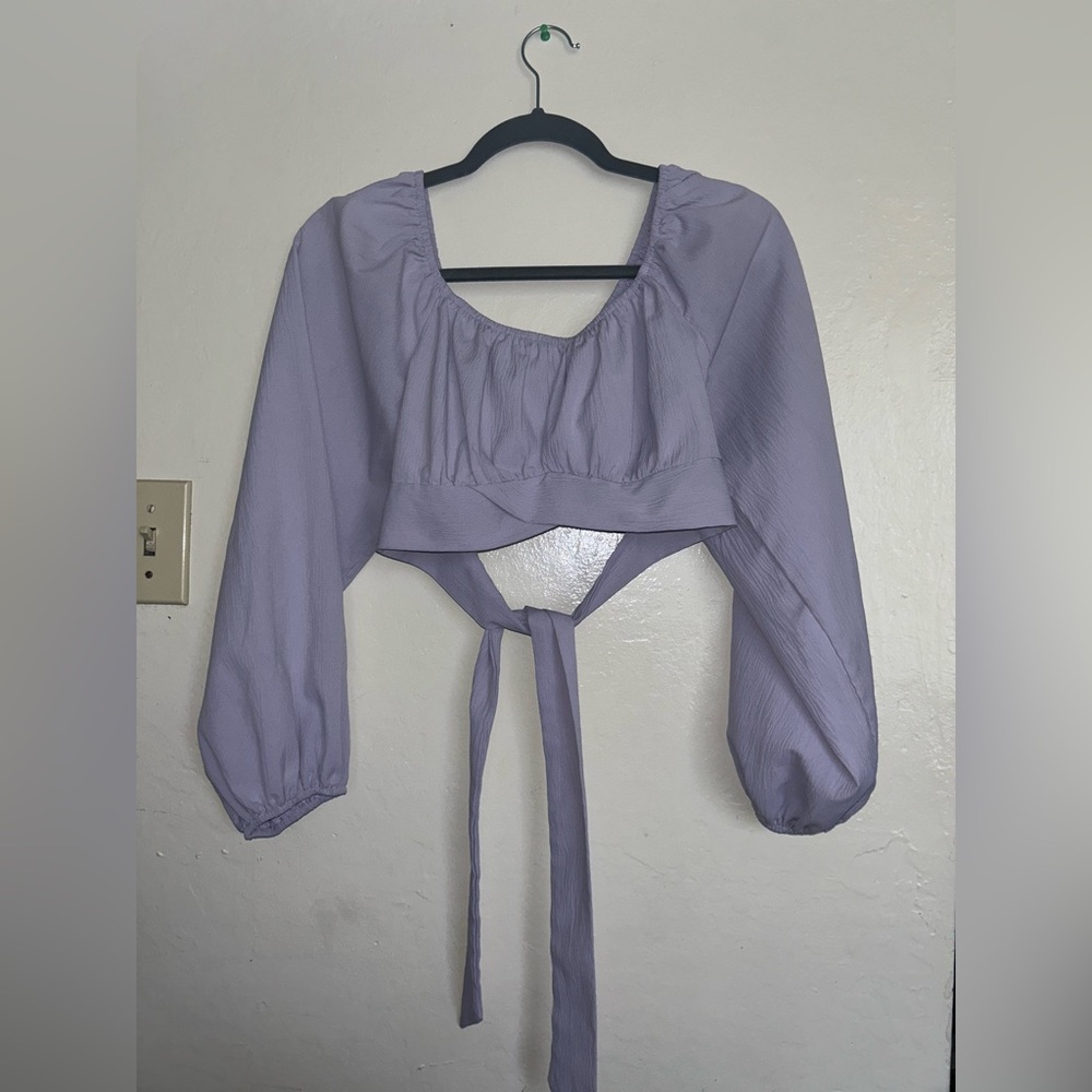 Ruched Knot Back Crop Blouse